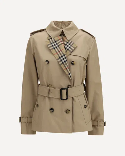 Burberry Honey Beige Gabardine Lakefield Trench Coat In Brown