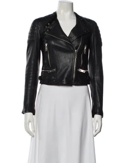 Pre-owned Burberry Lamb Leather Biker Jacket In Black