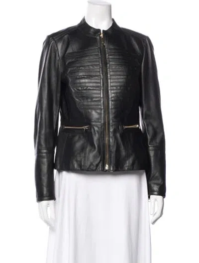 Pre-owned Burberry Lamb Leather Biker Jacket In Black