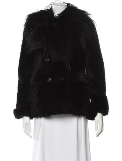 Pre-owned Burberry Lamb Leather Faux Fur Jacket In Black