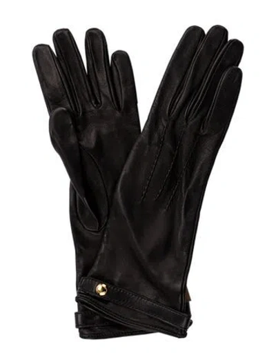 Pre-owned Burberry Lamb Leather Long Gloves In Black