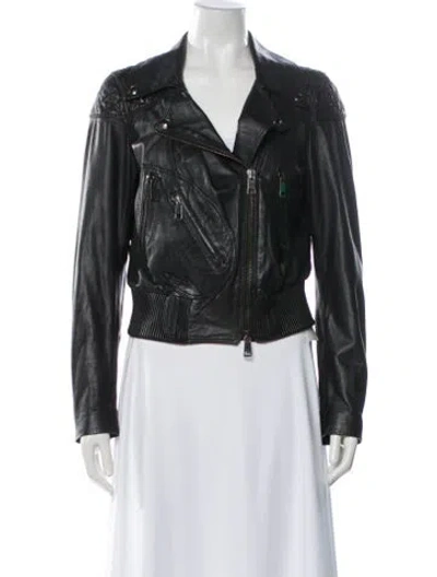 Pre-owned Burberry Lambskin Biker Jacket In Black