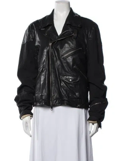 Pre-owned Burberry Lambskin Biker Jacket In Black