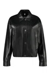 Burberry Lambskin Bomber Jacket In Black