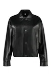 Burberry Lambskin Bomber Jacket In Black