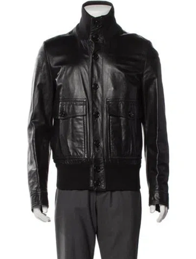 Pre-owned Burberry Lambskin Bomber Jacket In Black