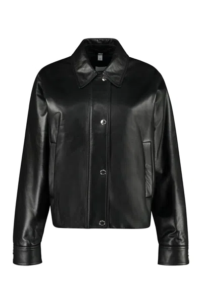 Burberry Leather Jacket In Black