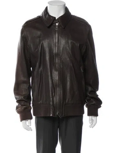 Pre-owned Burberry Lambskin Bomber Jacket In Brown
