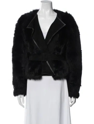 Pre-owned Burberry Lambskin Faux Fur Jacket In Black