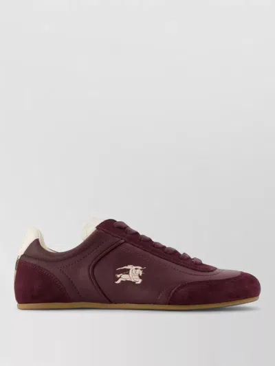 Burberry Lambskin Lace Up Sneakers Rubber Sole In Brown