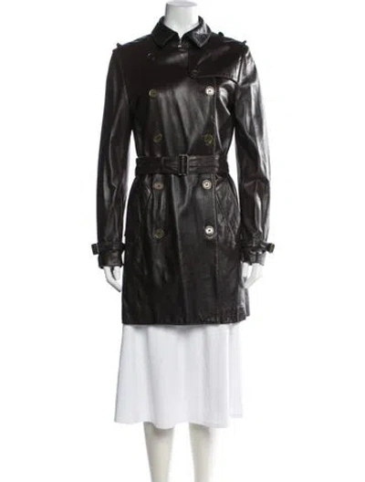 Pre-owned Burberry Lambskin Trench Coat In Brown