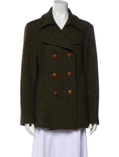 Pre-owned Burberry Lambswool Coat In Green