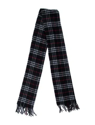 Pre-owned Burberry Lambswool Nova Check Pattern Scarf In Blue