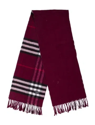 Pre-owned Burberry Lambswool Nova Check Pattern Scarf In Burgundy