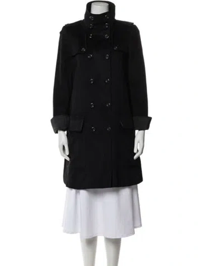 Pre-owned Burberry Lambswool Peacoat In Black