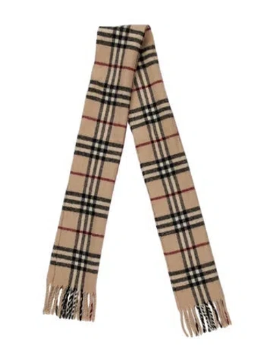 Pre-owned Burberry Lambswool Plaid Print Scarf In Neutral