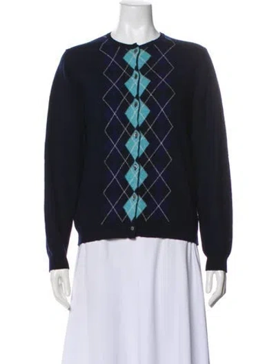 Pre-owned Burberry Lambswool Plaid Print Sweater In Gray