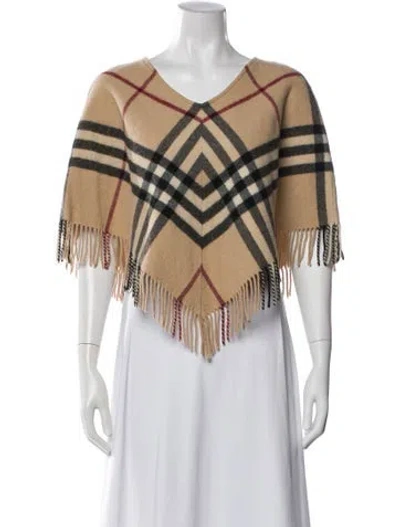 Pre-owned Burberry Lambswool Plaid Print Sweater In Neutral