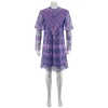 BURBERRY BURBERRY LAMINATED LACE CAPE SLEEVE DRESS IN BRIGHT PURPLE
