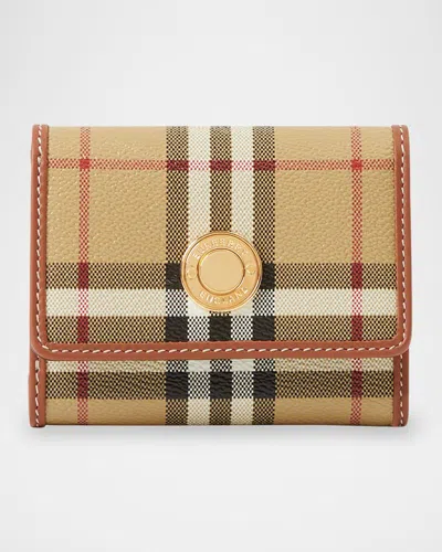 Burberry Lancaster Check Folding Wallet In Archive Beige