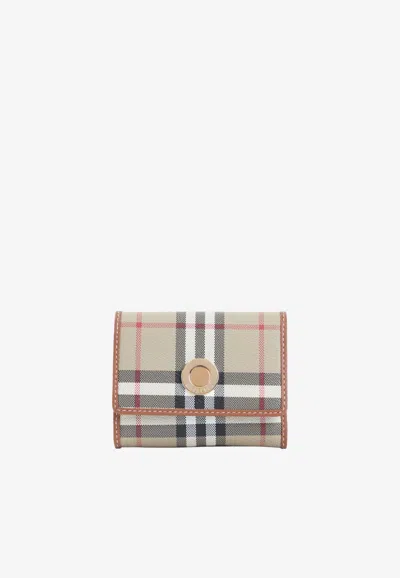 Burberry Lancaster Signature Check Wallet In Neutral