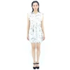 BURBERRY BURBERRY LANDMARK PRINT SILK SHIRT DRESS IN OFF WHITE/BLACK