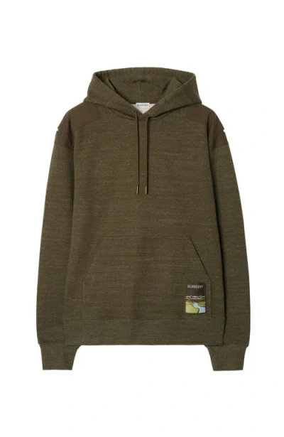 Burberry Landscape Label Cotton Hoodie In Green