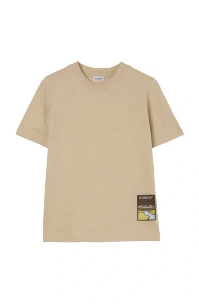 Burberry Landscape Label Cotton T-shirt In Brown