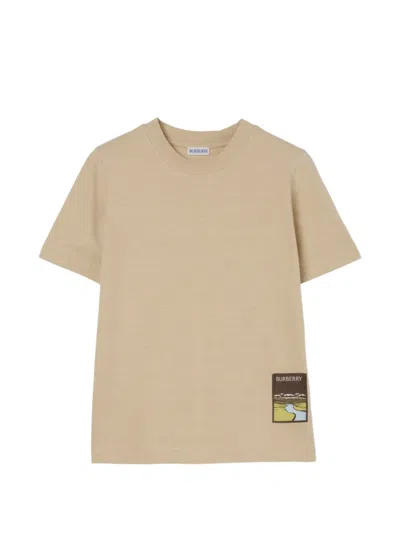 Burberry Landscape Label Crew Neck T-shirt In Neutral