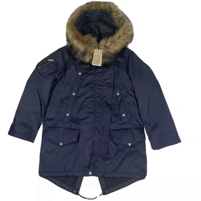 Burberry Lanfair Hooded Parka In Blue
