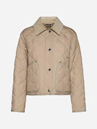 Burberry Lanford Quilted Fabric Jacket In Beige