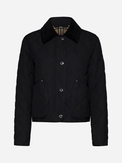 Burberry Lanford Quilted Fabric Jacket In Black