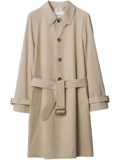 Burberry Gabardine-weave Trench Coat In Neutrals