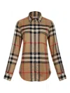 Burberry Check Pattern Collared Neck Cuffed Long Sleeves In Brown