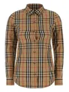 Burberry Cotton Shirt With Embroidered Check Pattern In Multi