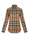 Burberry Check Pattern Collared Neck Cuffed Long Sleeves In Multi