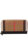 Burberry Large Canvas & Leather Zip Around Wallet In Black
