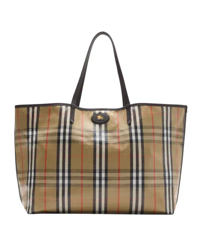 Burberry Large Canvas Highlands Tote Bag In Sand