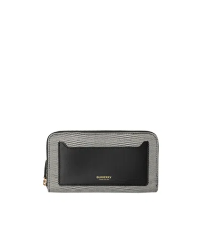 Burberry Large Canvas Zipper Wallet In Black