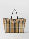 Burberry Large Check Pattern Canvas Shopping Bag