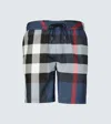 Burberry Mens Carbon Blue Guildes Graphic-print Regular-fit Shell Shorts