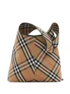 Burberry Women Embroidered Canvas Large Check Shopping Bag In Neutrals