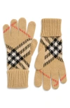 Burberry Large Core Check Cashmere Blend Gloves In Brown
