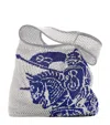 Burberry Large Crochet Equestrian Knight Design Shoulder Bag In White