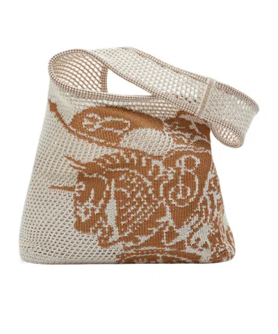 BURBERRY BURBERRY EKD JACQUARD CROCHET TOTE BAG