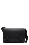 Burberry Large Embossed Check Buckled Messenger Bag