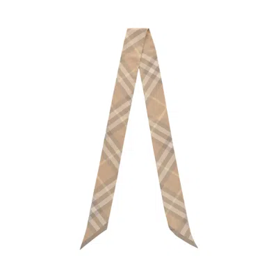 Pre-owned Burberry Large House Check Silk Scarf 'flax' | Tan | Women's Size Onesize
