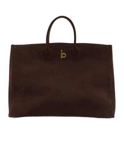 Burberry Large Rocking Horse Tote In Dark Brown