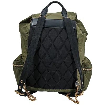 Burberry Large Rucksack In Technical Nylon And Leather- Canvas Green