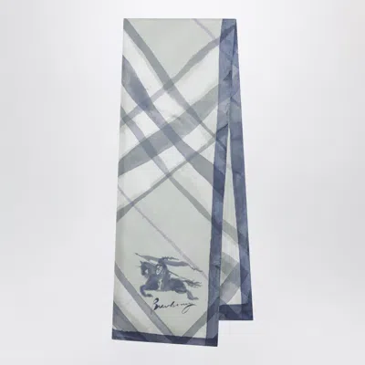 Burberry Large Watercolour Check Silk Scarf In Green In Gray